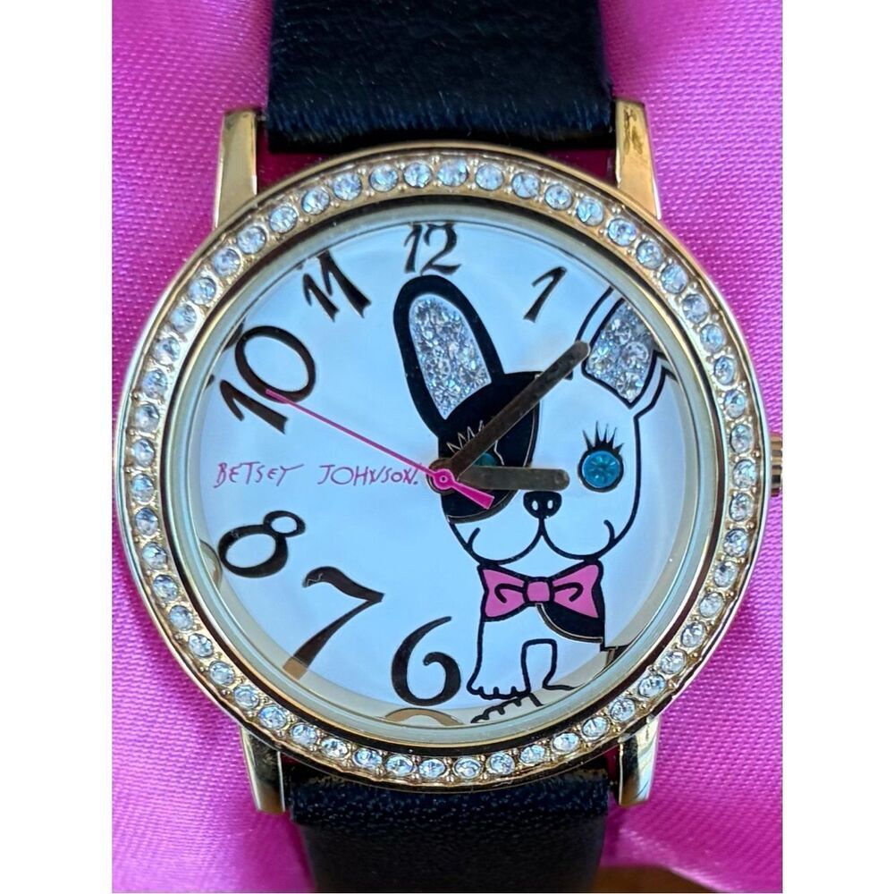Betsey Johnson Terrier Dog Watch w/Sparkly Ears/Eyes NWT Animal Lover Puppy